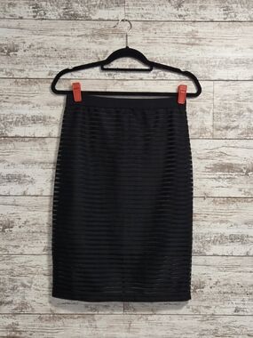 Black Textured Pencil Skirt